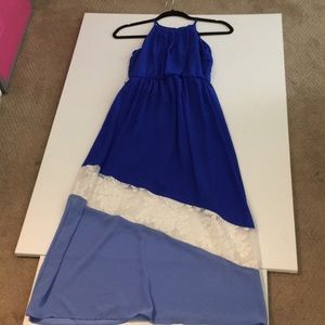 Blue and white maxi dress for girls